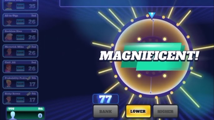Magnificent result banner over the Push Your Luck wheel